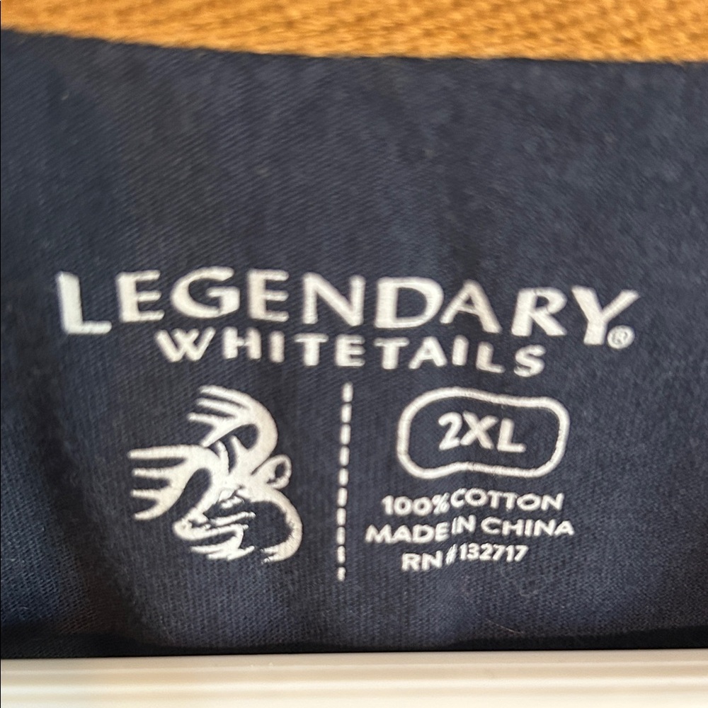 Legendary Whitetails Navy and Brown Long Sleeve Henley - Picture 2 of 2
